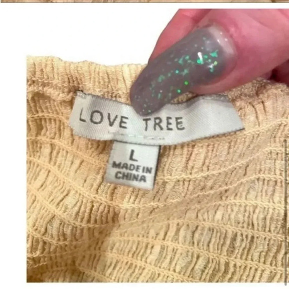 NEW CREAM PEACH GAUZY TIERED LACE"LOVE TREE" DRESS SIZE LARGE - Picture 13 of 14